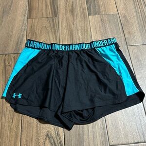 Under Armour Women's Black and Blue Shorts